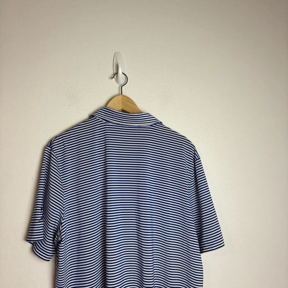 RLX Ralph Lauren Sport Blue and White Striped Golf Polo Shirt Size XL‎ Men’s - Picture 6 of 11
